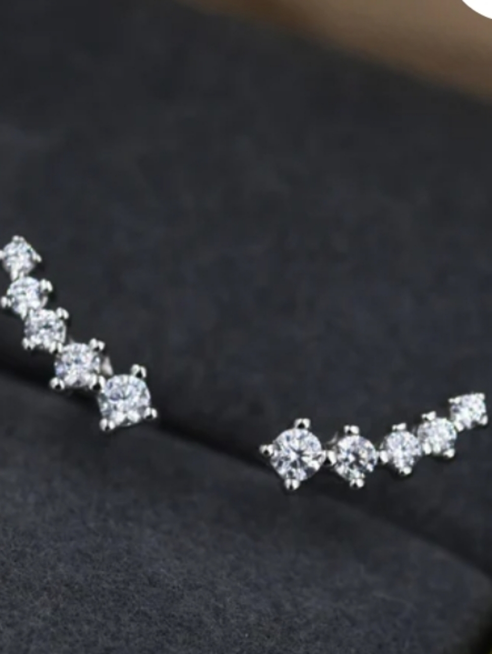 I Am Classic Sterling Silver Cubic Zirconia Ear Climbers